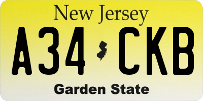 NJ license plate A34CKB