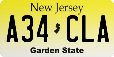 NJ license plate A34CLA