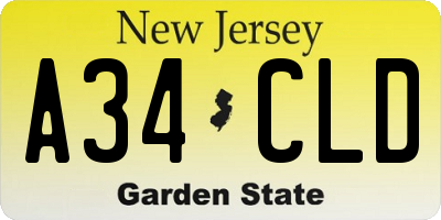 NJ license plate A34CLD