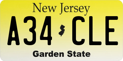 NJ license plate A34CLE