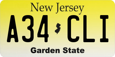 NJ license plate A34CLI