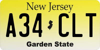NJ license plate A34CLT