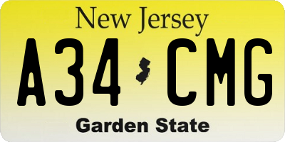NJ license plate A34CMG