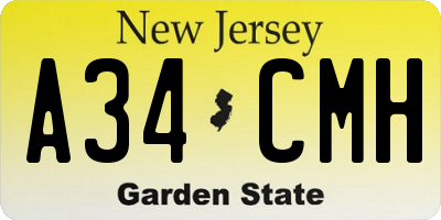 NJ license plate A34CMH