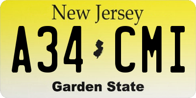 NJ license plate A34CMI