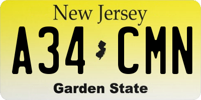 NJ license plate A34CMN