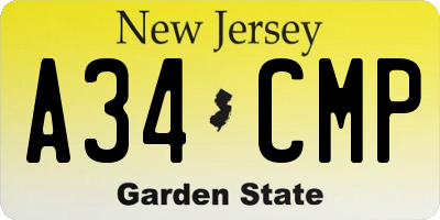 NJ license plate A34CMP