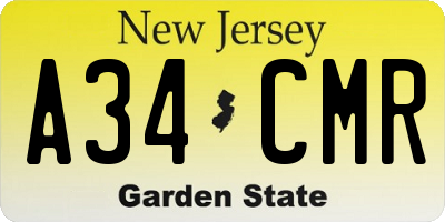 NJ license plate A34CMR