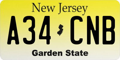 NJ license plate A34CNB