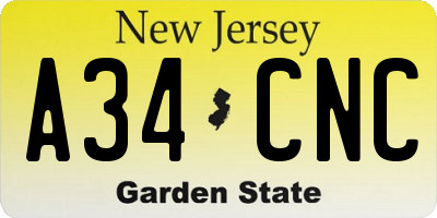 NJ license plate A34CNC