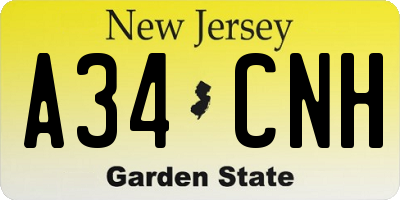 NJ license plate A34CNH