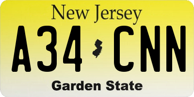 NJ license plate A34CNN