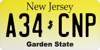 NJ license plate A34CNP