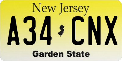 NJ license plate A34CNX