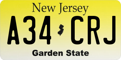 NJ license plate A34CRJ