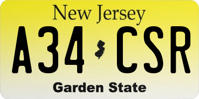 NJ license plate A34CSR