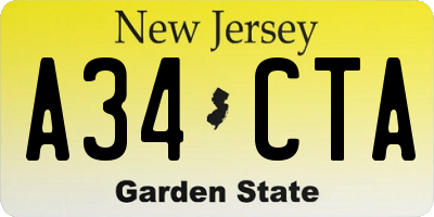 NJ license plate A34CTA