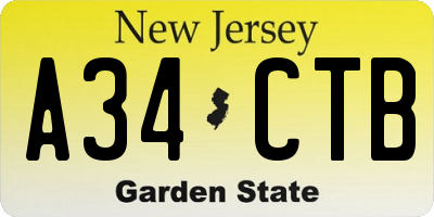 NJ license plate A34CTB