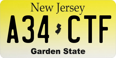 NJ license plate A34CTF