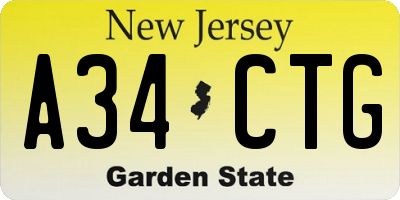 NJ license plate A34CTG