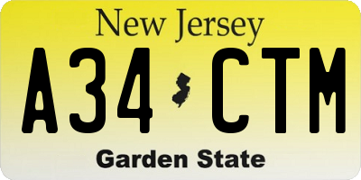 NJ license plate A34CTM