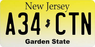 NJ license plate A34CTN