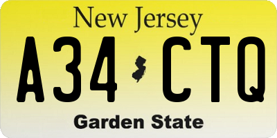 NJ license plate A34CTQ