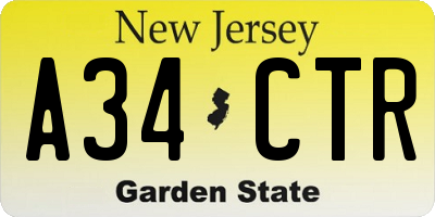NJ license plate A34CTR