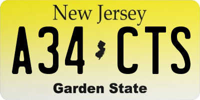 NJ license plate A34CTS