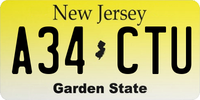 NJ license plate A34CTU