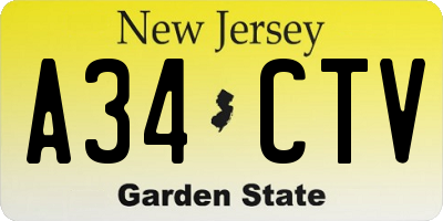 NJ license plate A34CTV