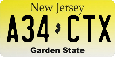NJ license plate A34CTX