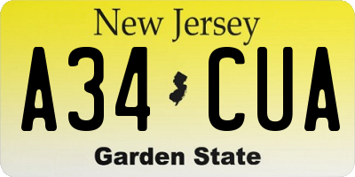 NJ license plate A34CUA