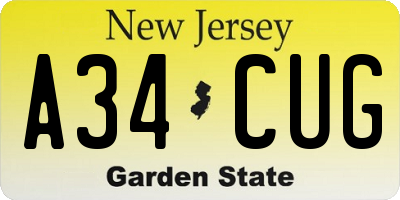 NJ license plate A34CUG