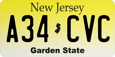 NJ license plate A34CVC