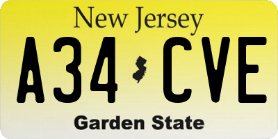 NJ license plate A34CVE