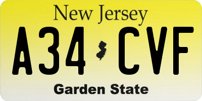 NJ license plate A34CVF