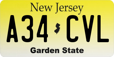 NJ license plate A34CVL