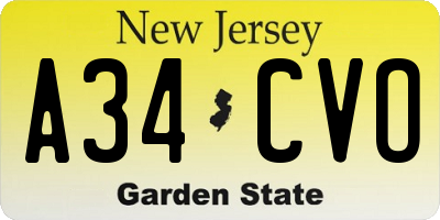 NJ license plate A34CVO