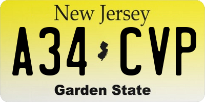 NJ license plate A34CVP