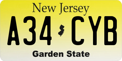 NJ license plate A34CYB