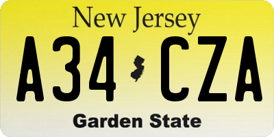 NJ license plate A34CZA