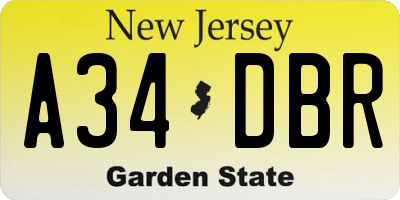 NJ license plate A34DBR