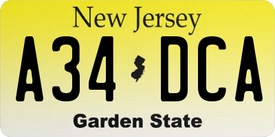 NJ license plate A34DCA