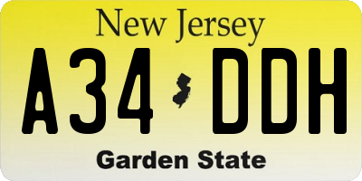 NJ license plate A34DDH