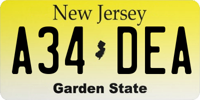 NJ license plate A34DEA