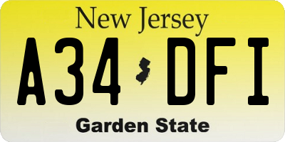 NJ license plate A34DFI