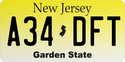 NJ license plate A34DFT