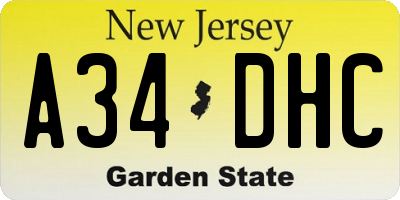 NJ license plate A34DHC