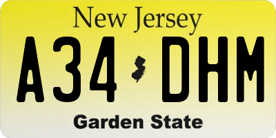 NJ license plate A34DHM